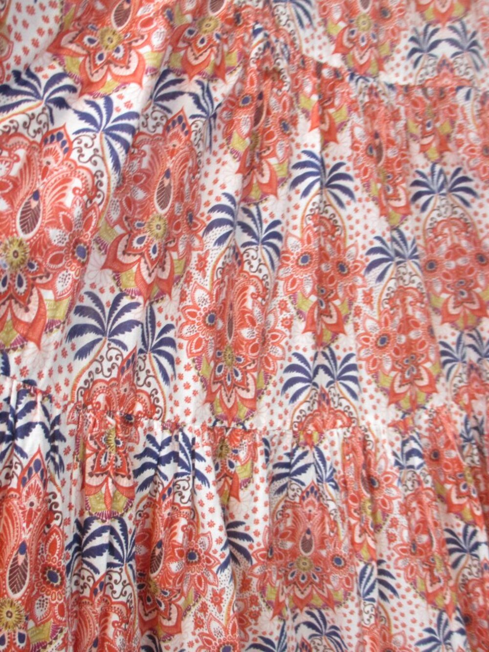 Cara Cara Orange Blue Paisley Sleeveless Maxi Dress with Tassel Tie Boho XS/S - Picture 7 of 10